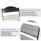 lesolar Floor-Standing Magazine Rack 4-tier Newspaper Holder Book Display Shelf Brochure Display Stand Floor Suitable for Exhibitions Shopping Malls Hospitals Offices School (Black) lesolar