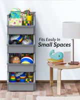 TidyFriend Stackable Storage Bins for Closet Organizers and Storage 4 Pack, Garage Storage Bin Stackable, Bathroom and Garage Organizer (Grey) Skywin