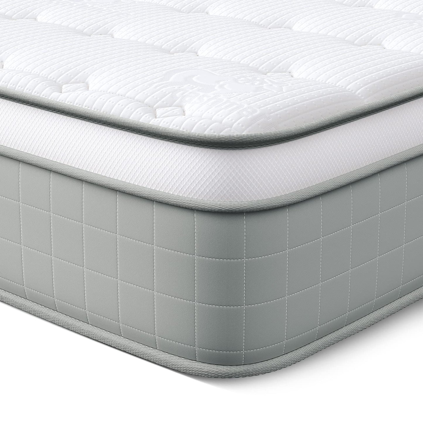 Vesgantti Twin Mattress, 10 Inch Innerspring Hybrid Mattress in a Box, Pressure Relief Pocket Spring Twin Size Mattress with Memory Foam & Breathable Knitted Fabric, Medium Firm, CertiPUR-US