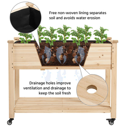 Yaheetech 42x23x33in Wooden Raised Garden Bed with Wheels Horticulture Flower Planter Boxes Elevated Vegetables Growing Bed for Grow Herbs and Vegetables, 2 PCS