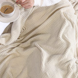 lifein Throw Blanket for Couch, Soft Boho Decor Bed Throw,Cozy White Chenille Knitted Small Farmhouse Lightweight Throw(White/Cream,50 * 60") lifein