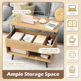 Giantex Lift Top Coffee Table, Modern Cocktail Table w/Hidden Compartment & 2 Open Shelves, Flip Top Center Table, Wooden Pull up Coffee Table for Living Room, Reception Room, Office (Natural) Giantex