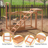 Chicken Activity Play Chicken Perches for Poultry Run with Wood Stand, Ladder, Platforms, Swing Stand, Food Storage Wood Chicken Toy for Coop, Outdoor Birds Pet Entertainment Stress Relief GOJOOASIS