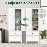 VIYET 72" Tall Kitchen Pantry Cabinet,White Metal Pantry Cabinet with 2 Drawers & 2 Adjustable Shelves,Utility Storage Cabinet Rust-Resistant for Living Room,Dining Room,Bathroom,Garage,Basement VIYET