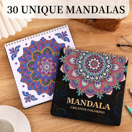 Mandala Coloring Book for Adults Relaxation and Teens Stress Relief, Spiral Coloring Book for Women, Hard Cover Spiral Bound Mindfulness Stress-Free Patterns for Adult to Relax Relieve Anxiety Gifts PAGEMORE