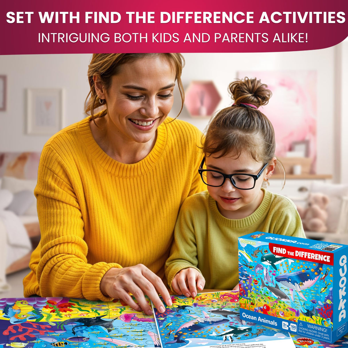 QUOKKA 100 Piece Puzzles for Kids Ages 4-6 – 3 Floor Kids Puzzles Ages 6-8 Year Old – Toy for Learning Ocean & Forest Animals for 8-10 yo – Jigsaw Toddler Game for Boy and Girl Ages 3-5 QUOKKA