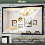 PILOCOS 55X36 Inch Black Metal Framed Bathroom Mirror for Wall, Matte Black Bathroom Vanity Mirror Farmhouse Large Rectangle Mirror, Anti-Rust, Tempered Glass, Hangs Horizontally or Vertically PILOCOS