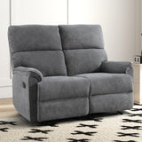 EBELLO Fabric Manual Reclining Sofa Couch, Recliner Loveseat Sofa with Sturdy Robust Metal Base, 2 Seats for Small Living Room, Bedroom and Meeting Room, Grey EBELLO
