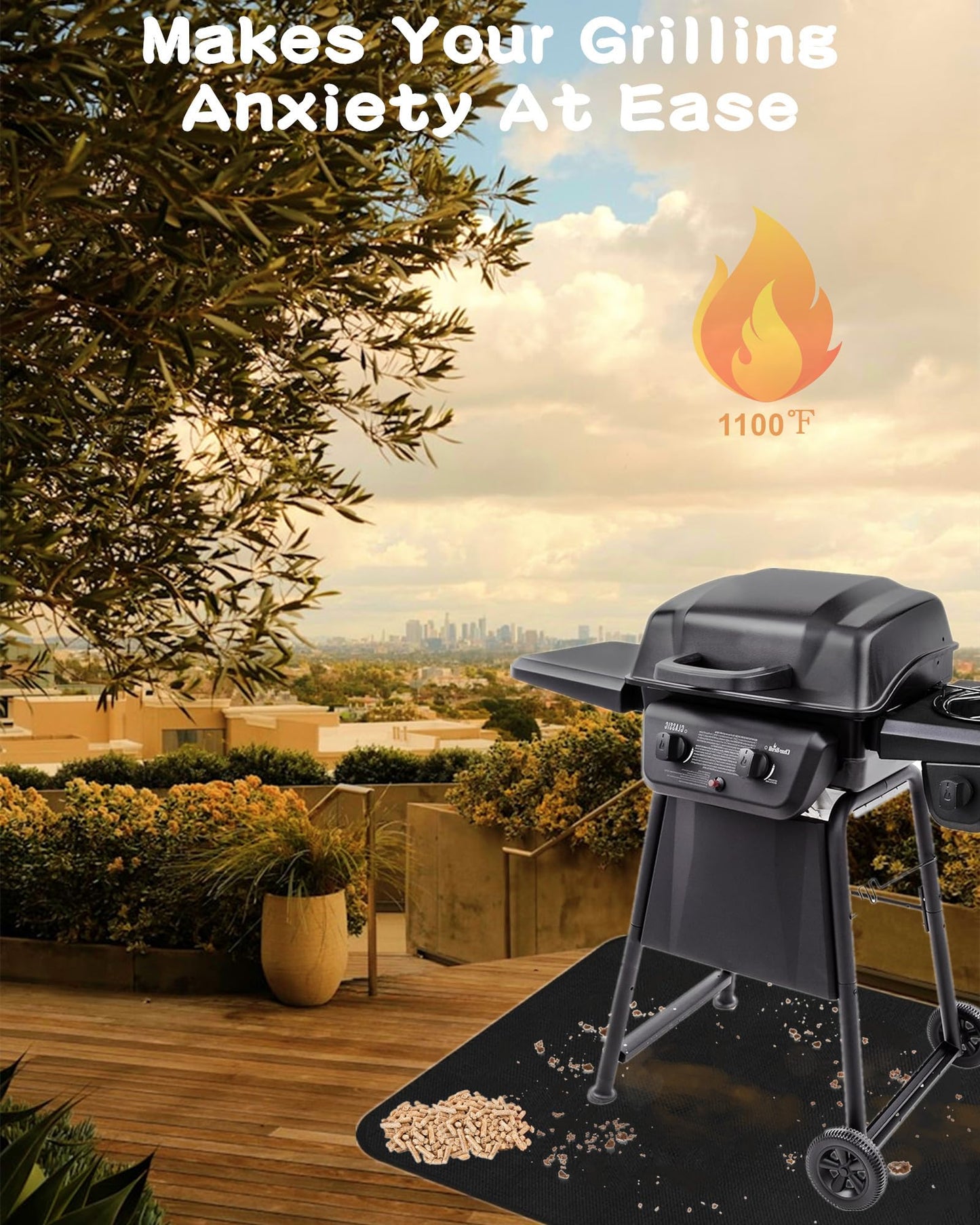 Falezern Large 70 X 48 in Fireproof Grill Mat for Outdoor Grill Deck Protector, BBQ Grill Floor Matt for Under Outdoor Grill, Square Fireproof Mat for Under Fire Pit, Fireplace, Grill, and More.