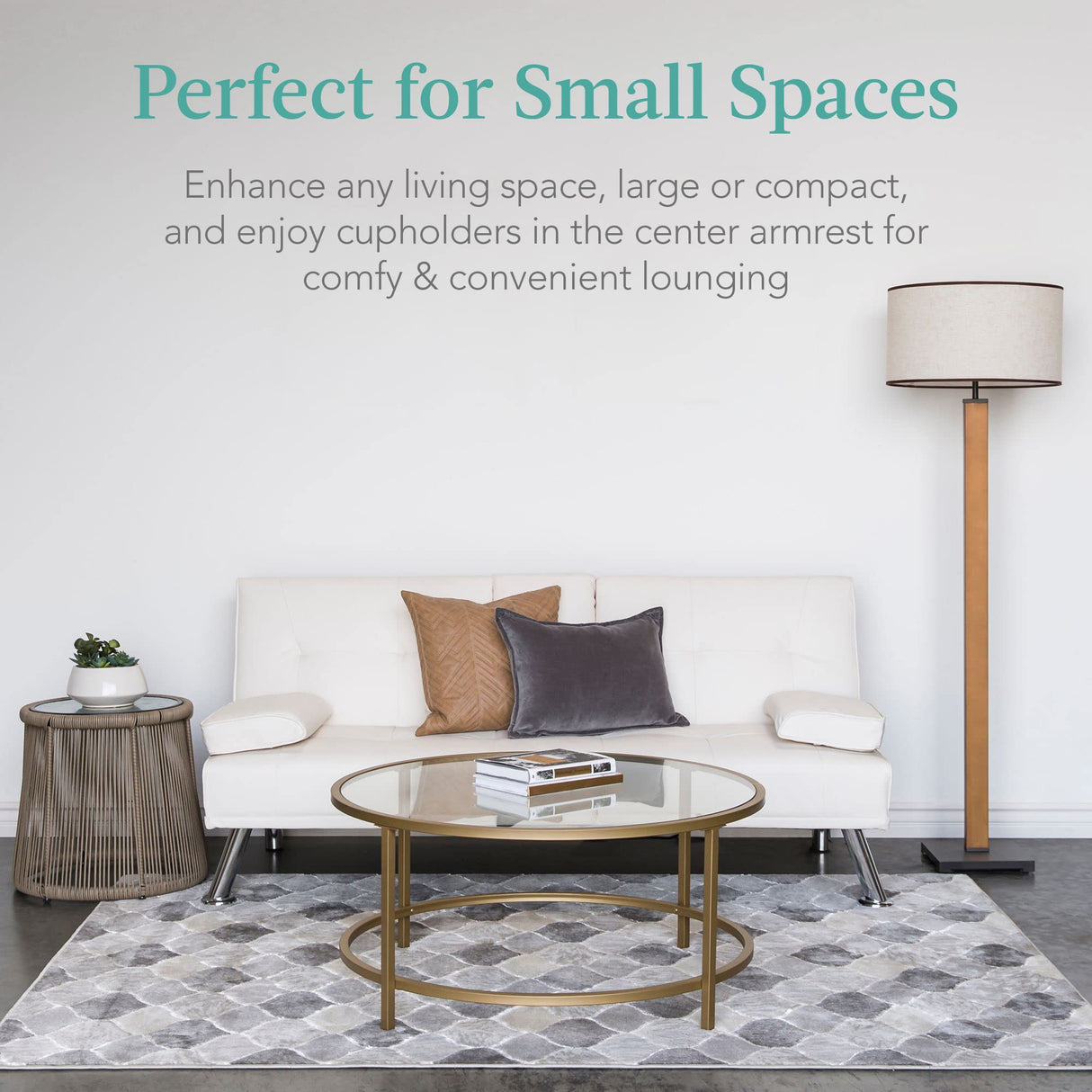 Best Choice Products Faux Leather Upholstered Modern Convertible Futon, Adjustable Folding Sofa Bed, Guest Bed w/Removable Armrests - White Best Choice Products