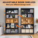 VASAAOSD 66" Tall Metal Bookcase, 5 Shelf Black Bookcase with Adjustable Shelves, Large Bookshelves and Bookcases, Modern Book Shelf Storage Organizer for Living Room, Home Office, Library (Black) VASAAOSD