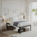 LAKKURI 14 Inch High Twin Bed Frame No Box Spring Needed, Platform Metal Bed Frame Twin, Heavy Duty, Noise Free, Easy Assembly, Black LAKKURI