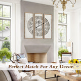 RiteSune Rustic 30" Wall Clocks for Living Room Decor, Oversized Farmhouse Wall Clock Battery Operated, Triptych Panel Wooden Large Clock Wall Art for Bedroom Entryway RiteSune
