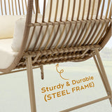 Yechen Egg Chair Outdoor, Oversized Wicker Patio Chairs with 350LBS Capacity, Rattan Porch Chair, 6.69'' Cushions for Living Room, Bedroom, Garden, Round Nest Chairs with Steel Stands Easy Assembly Yechen