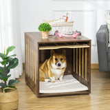 PawHut Furniture Style Dog Crate End Table with Removable Door Panel, Dog Crate Bed with Foam Cushion, Safety Lock, Indoor Use, for Small & Medium Dogs, Brown PawHut