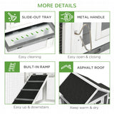 PawHut Dual Wooden Chicken Coop with Garden Bed, Large Outdoor Hen House with Nesting Boxes Removable Trays, Ramps Run, for Garden Backyard, 123" x 27.5" x 42.5", Dark Gray PawHut