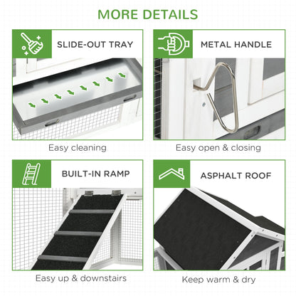 PawHut Dual Wooden Chicken Coop with Garden Bed, Large Outdoor Hen House with Nesting Boxes Removable Trays, Ramps Run, for Garden Backyard, 123" x 27.5" x 42.5", Dark Gray - WoodArtSupply