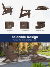 KINGYES Adjustable Folding Adirondack Chair, HDPE Reclining Adirondack Chair with Cup Holder, All Weather Resistance Embossing Oversize Adirondack Outdoor Chair, Brown KINGYES