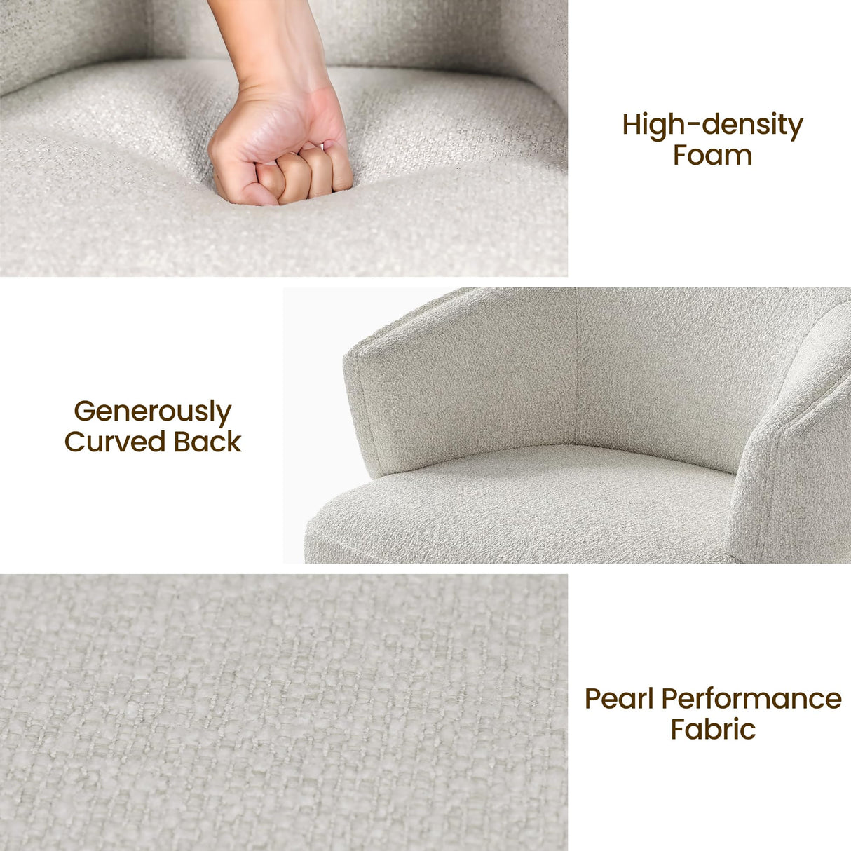 RoyalCraft Swivel Accent Chair Set of 2, Fully Assembled Round Barrel Chairs, Oversized Upholstered Armchair with 360-Degree Base, Modern Club Chair for Living Room, Bedroom, Office, Griege RoyalCraft