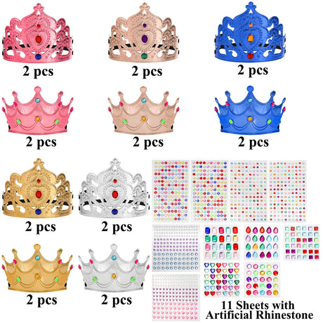 Okllen 31 Pcs Foam Princess Tiaras and Crowns Set for Kids, Making Your Own Tiaras and Crowns with Diamond Sticker for Kids' Party Supplies Okllen