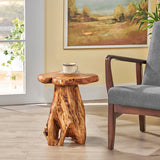 Greenage Cedar Roots Plant Stand Tree Stump End Table 13.5" x 16" x 19" H Wooden Live Edge Side Table for Living Room Bedroom Home Decor Courtyard Wooden Stool Greenage