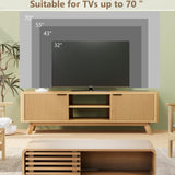 Royal Windsor Modern TV Stand for Living Room,Large TV Table with Fluted Door Cabinets and Open Shelves,Entertainment Center with Storage and TV Mount,Media Console Cabinet with Socket,Wood Grain Royal Windsor