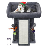 TWDEPART Cat Tree Tower with Cat Scratching Post for Indoor Cats, Activity Centre Climbing Tree with Scratching Board and Playful Toy Balls, Grey TWDEPART