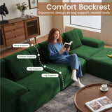 Rlzcvt 113" Modular Sectional Sofa,Modern L Shaped Cloud Sectional Couch with Movable Ottoman,Comfy Foam Boneless Couches for Living Room, 4 Seater Convertible Sofa,No Assembly Required,Green Rlzcvt