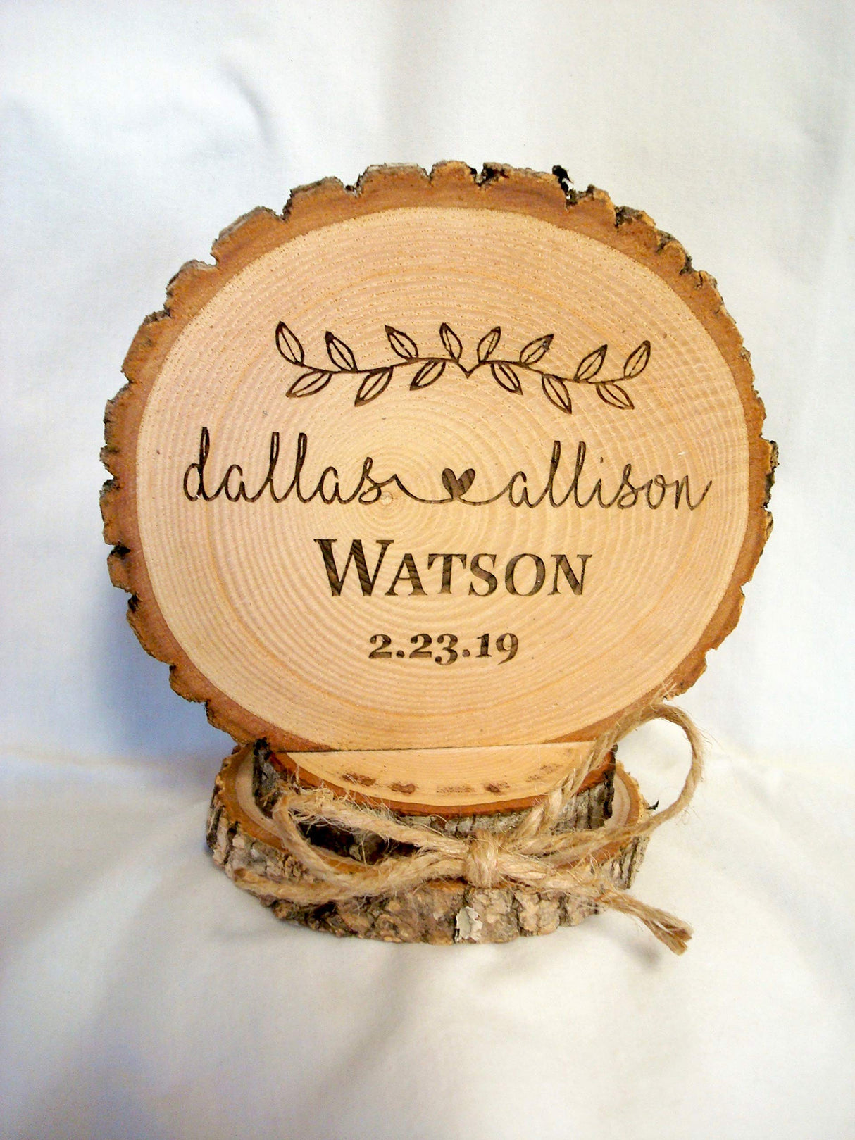 Rustic Wedding Cake Topper Handmade Wood Slices, Personalized Cake Top WoodArtSupply