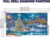 Christmas Night Diamond Painting, DIY 5D Diamond Painting Kits for Adults Full Drill, Christmas Tree with Moon Diamond Painting Well Decor 28x16 inch MBNTJHT
