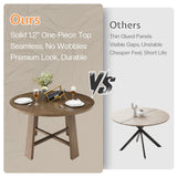 Jocisland Round Solid Wood Dining Table Set for 4, 5-Piece Mid-Century Kitchen & Dining Room Furniture with Padded Chairs, Space-Saving Design, Radial Grain Finish, Easy Assembly Jocisland