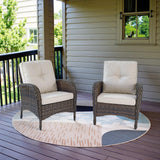 Belord Patio Club Chair Wicker Chairs - Outdoor High Back Chair Set of 2 Patio Furniture Set Rattan Seating with Removable Cushions for Porch Balcony Deck Pool Sunroom Light Brown/Beige Belord