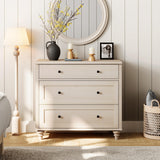 WAMPAT Dresser for Bedroom with 3 Drawers, Kids Dressers with Wide Chest of Drawers, Mid Century Modern Wooden Closet Storage Organizer, Small Dressers for Nursery, Hallway, Living Room, Light Oak WAMPAT