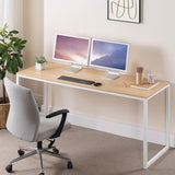 ZINUS Jennifer 63 Inch White Frame Desk, Computer Workstation, Office Desk, Easy Assembly, Natural Zinus