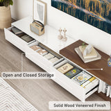 Hlivelood Extendable TV Stand, Modern Entertainment Center for Up to 120 Inch TV, Wood Reversible TV Media Console with 3 Drawers for Living Room Bedroom, 82-110" Hlivelood