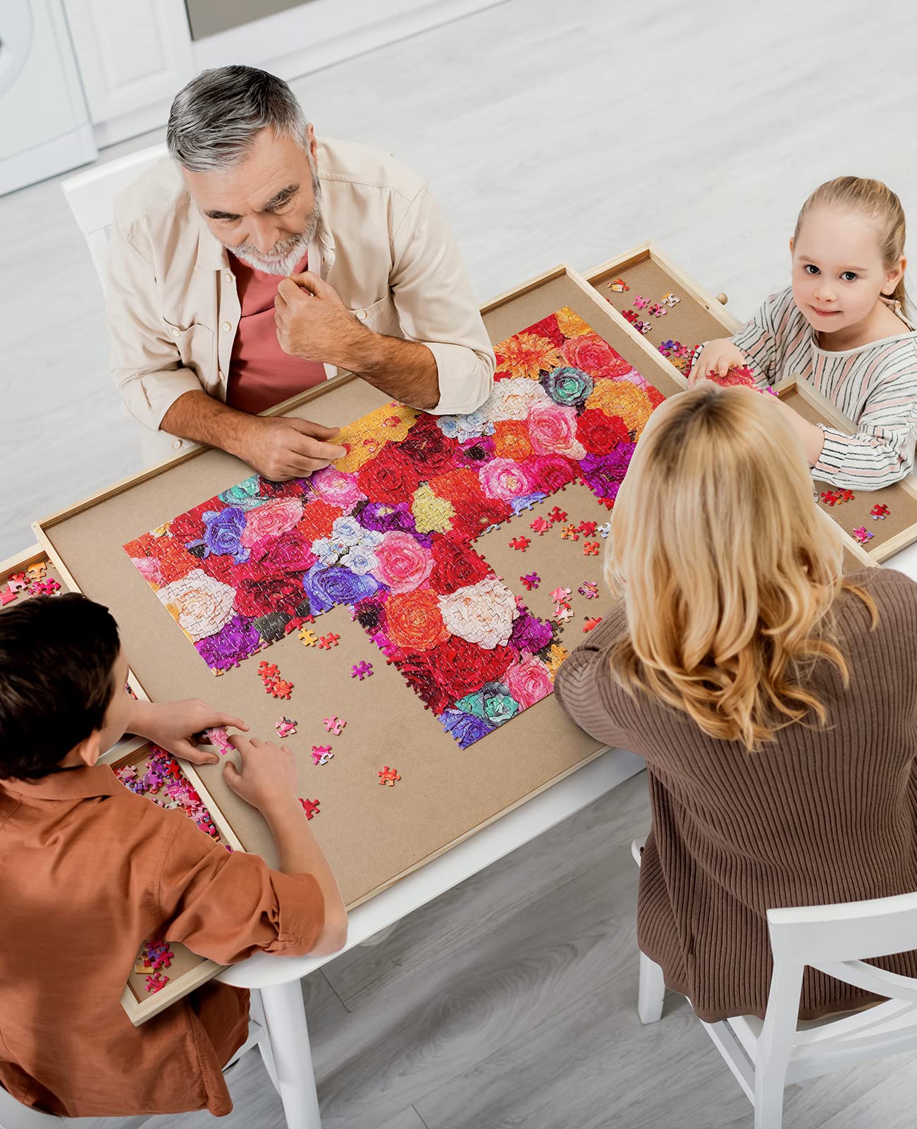 Gamenote 1500 Pieces Jigsaw Puzzle Board with Cover Mat - Portable Large Puzzle Table with Drawers for Adults, Wooden Smooth Plateau Work Surface - WoodArtSupply