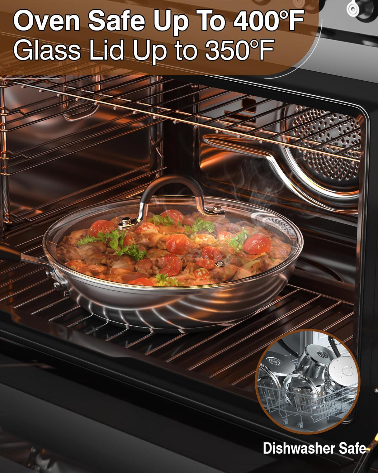 Cook N Home Stainless Steel Cookware Sets 10-Piece, Pots and Pans Kitchen Cooking Set with Stay-Cool Handles, Dishwasher Safe, Silver Cook N Home