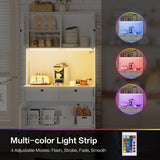 71" Kitchen Pantry Storage Cabinet with Lights and Charging Station, Tall Hutch Cabinet with Storage and Microwave Shelf for Dining Room spanspace