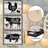 Jetec 3 Pieces Farmhouse Kitchen Signs Cow Rooster and Pig Decors 7.9 x 5.9 Inch Rustic Wooden Signs Country Wall Decorations for Kitchen Wall Decor and Home Decor (Rustic Style) Jetec