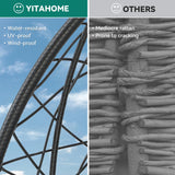 YITAHOME Large Wicker Egg Chair with Stand for Indoor and Outdoor, Cushion, and Adjustable Leveling Feet, Large Lounger for Garden, Patio, Balcony, Backyard,Supports up to 330lbs, Beige YITAHOME