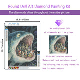 Giant Monster Fish 5D Diamond Painting Kit for Adults，Fantasy Deep Sea Shark Full Drill DIY Round Gem Art Diamond Art Kits Painting Crafts Ideal for Beginners and Home Wall Decor 12X16inch PUSHPIN PAINTING