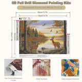 CEOVR Deer Diamond Art Kits for Adults, 5D DIY Full Drill Animal Diamond Painting Dots Crystal Gem Art, Adult Crafts Kits Arts and Crafts, Wall Decor for Home Office 12x16inch CEOVR