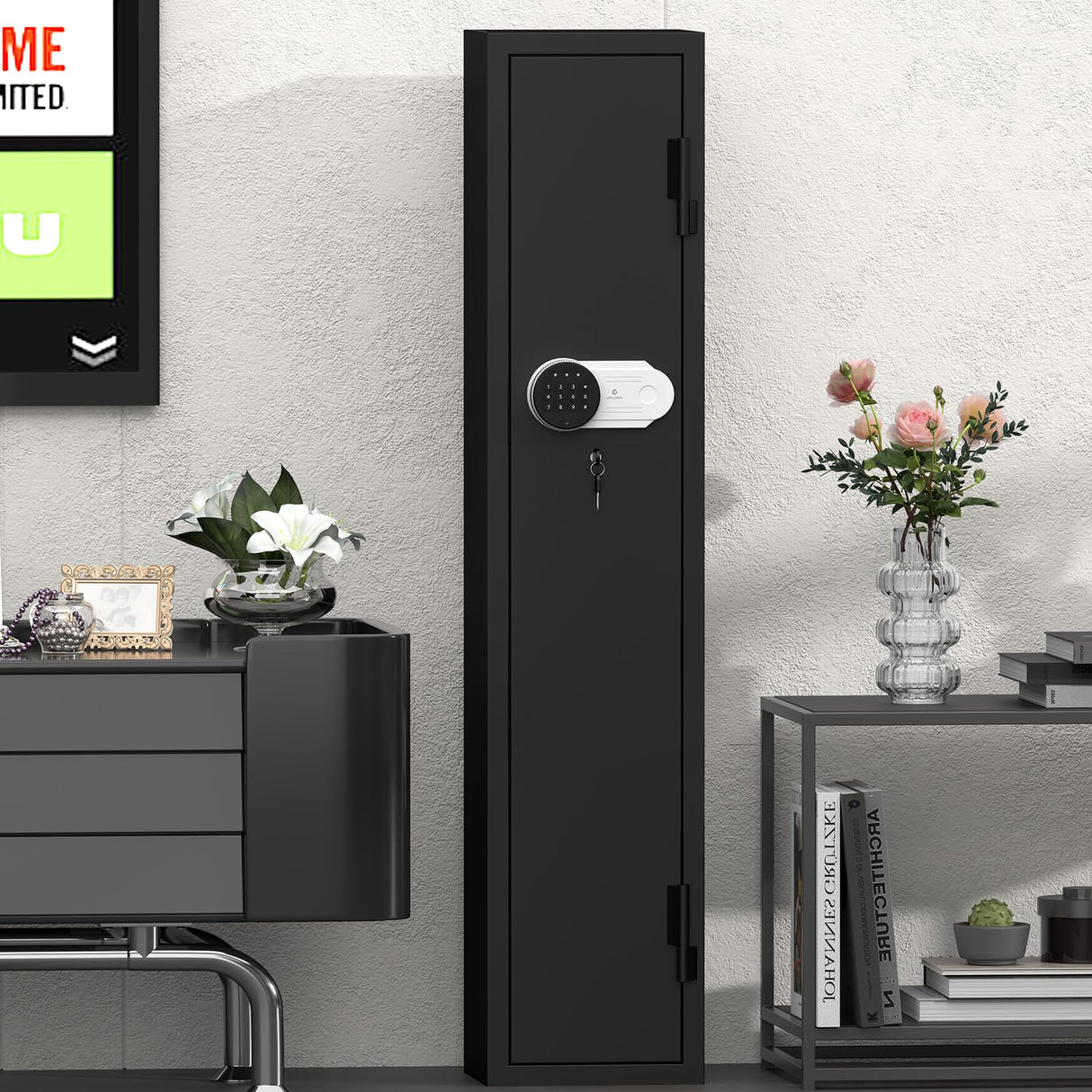 SAFEFEVER Rifle Safe,2-3 Gun Safe for Rifles and Pistols,Rifle Gun Safes with Removable Shelf, LED Light,Fully Assembled SAFEFEVER