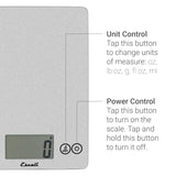 Escali Arti Glass Food Scale Digital Countertop Kitchen, Baking and Cooking Scale with Nutrition and Calorie Counter, 15-Pound Capacity, 9" x 6.5" x .75", Shiny Silver Escali
