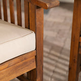 Walker Edison Rendezvous Modern 2 Piece Solid Acacia Wood Slat Back Outdoor Dining Chairs, Set of 2, Dark Brown Walker Edison