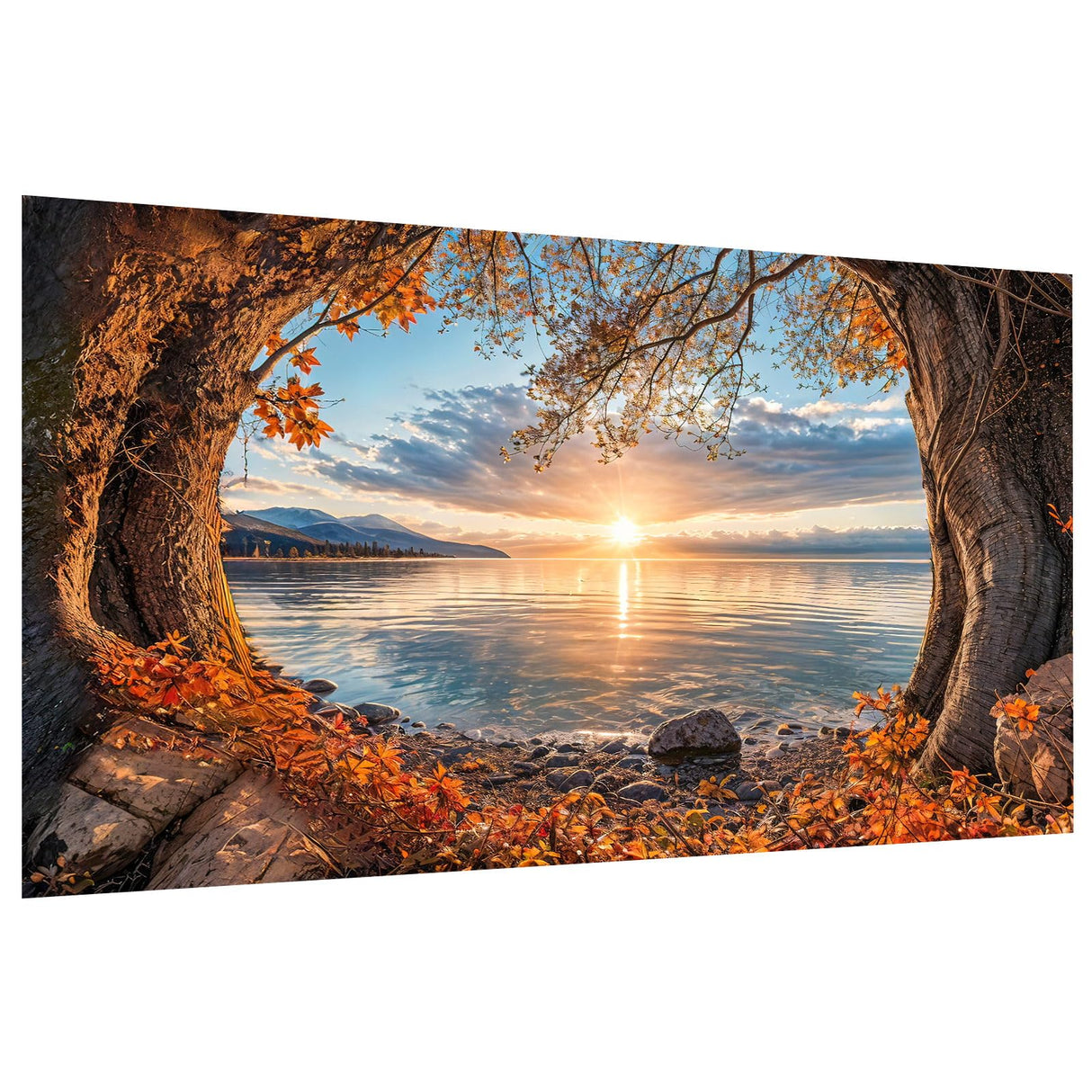 ATDMS Large Diamond Art Kits for Adults - 5D Landscape Diamond Painting Kits for Adults DIY Full Drill Diamond Painting Sunset Lake Gem Art Kits for Home Wall Decor 27.5x15.7 Inch ATDMS