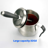 BBQ Basting Pot with Basting Brush - Stainless Steel Barbecue Sauce Pot with Silicon Basting Brush by Qidea, 32 OZ QIDEA