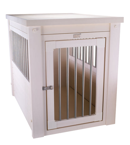 New Age Pet ecoFLEX Pet Crate/End Table, Medium, Antique White - WoodArtSupply