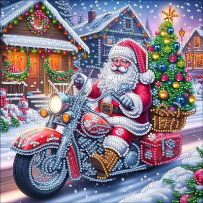 GEMFAMILY Diamond Art Kits for Adults Beginner,Special Shape Diamond Painting Kits for Santa Claus On Motorcycle,DIY Crystal Rhinestones Christmas Painting for Home Wall Decor11.8 x 11.8Inch