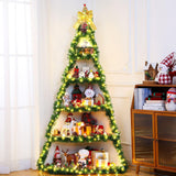 CroBlissful 6 Tier 6ft Christmas Village Display Stand Christmas Tree Corner Shelf Large Wood Platform Bookshelf for DIY Living Room Bedroom Home Office Decor CroBlissful
